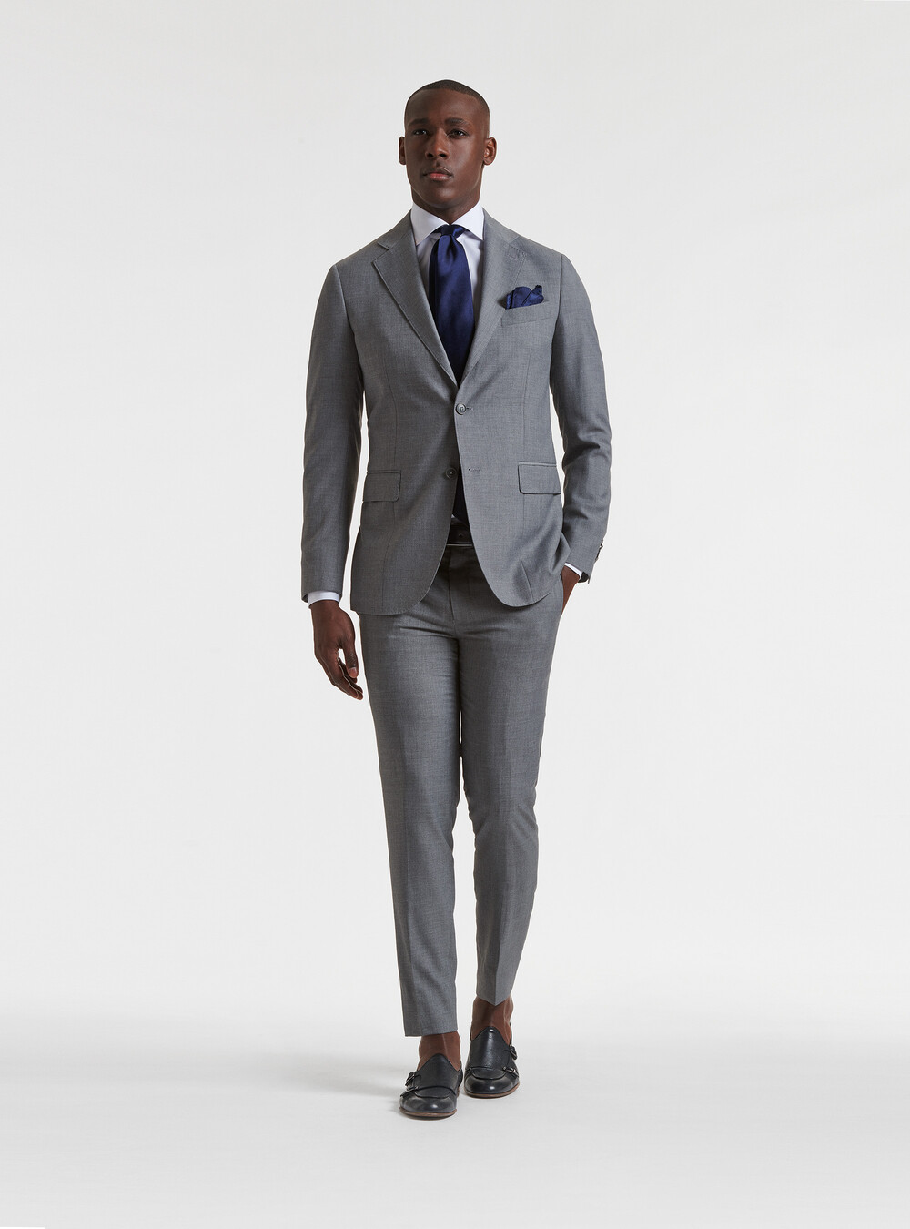 Abito slim fit grigio chiaro melange, 